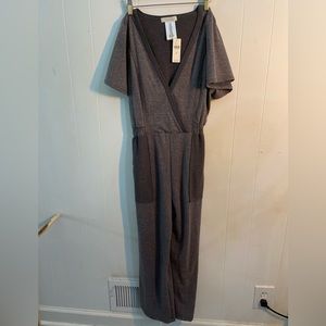 Anthropologie short sleeve, cropped pant jumper with pockets